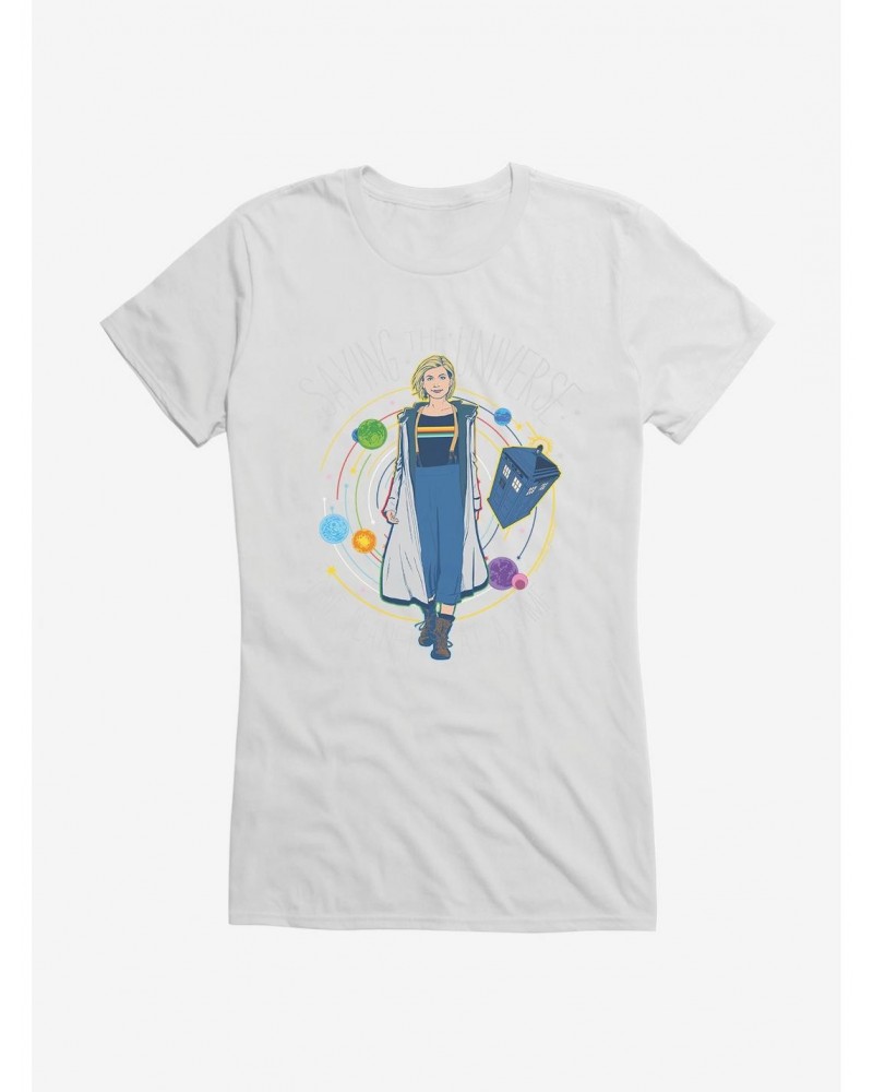 Doctor Who The Thirteenth Doctor Saving The Universe One Planet At A Time Girls Black T-Shirt $11.70 T-Shirts