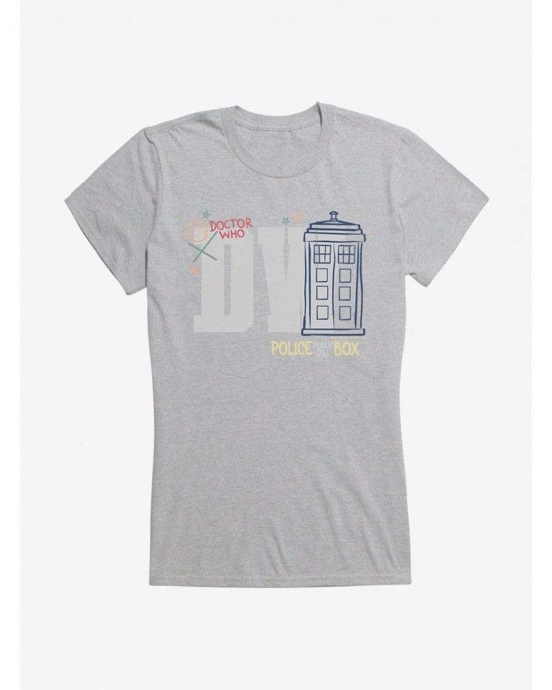 Doctor Who Thirteenth Doctor TARDIS Sketch Girls T-Shirt $9.71 T-Shirts