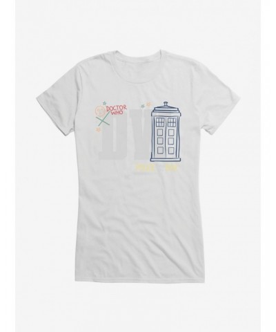 Doctor Who Thirteenth Doctor TARDIS Sketch Girls T-Shirt $9.71 T-Shirts