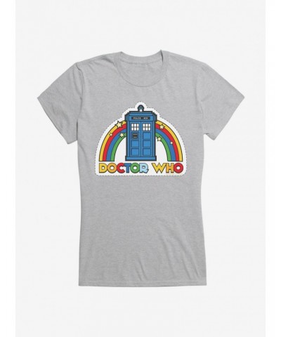 Doctor Who Thirteenth Doctor Rainbow TARDIS Badge Girls T-Shirt $9.71 T-Shirts