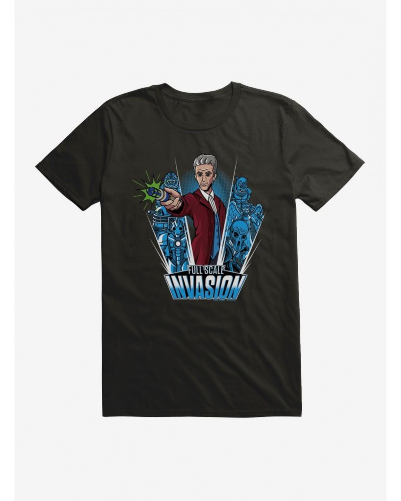 Doctor Who Twelfth Doctor Full Scale Invasion Cartoon T-Shirt $9.08 T-Shirts