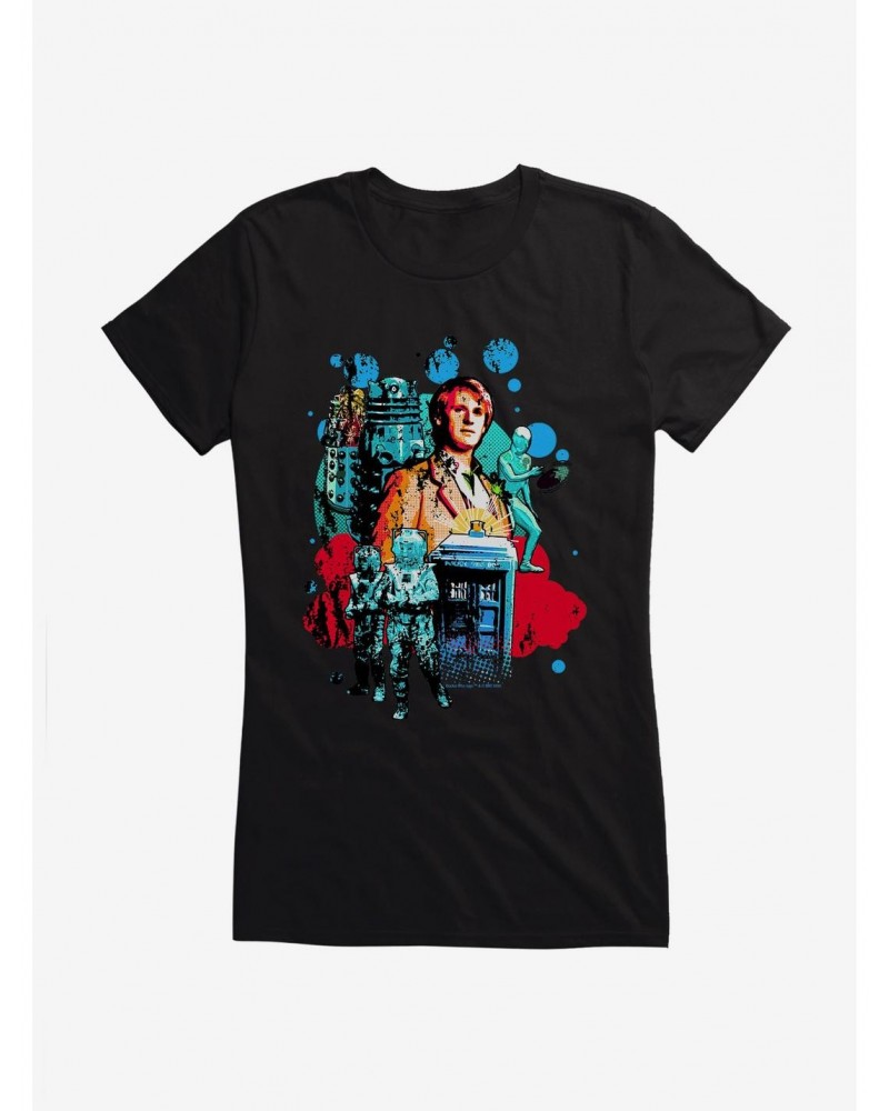 Doctor Who Fifth Doctor And Villains Girls T-Shirt $9.96 T-Shirts