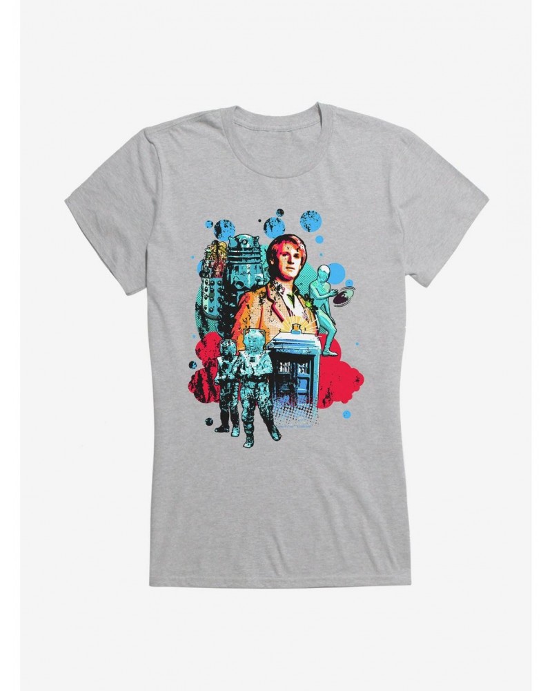 Doctor Who Fifth Doctor And Villains Girls T-Shirt $9.96 T-Shirts