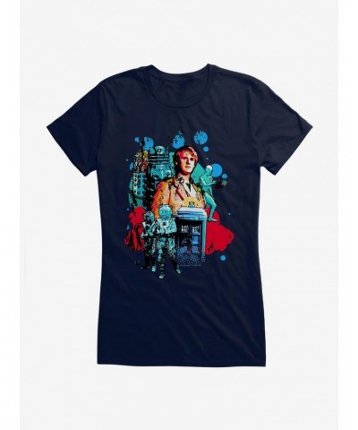 Doctor Who Fifth Doctor And Villains Girls T-Shirt $9.96 T-Shirts