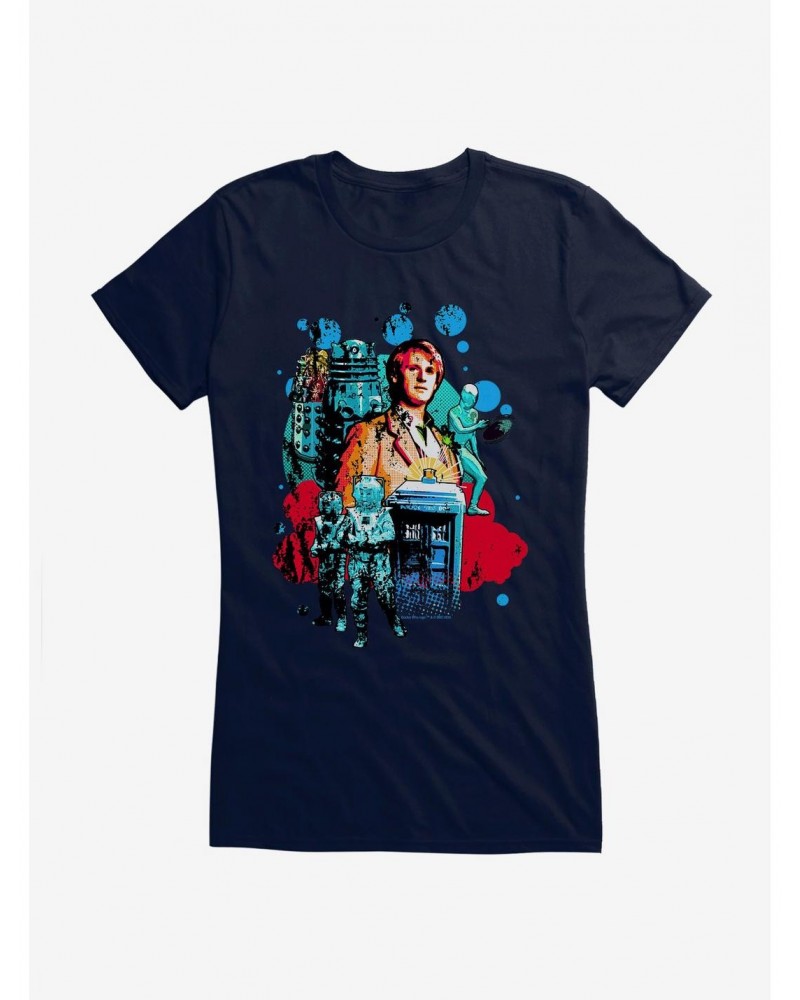 Doctor Who Fifth Doctor And Villains Girls T-Shirt $9.96 T-Shirts