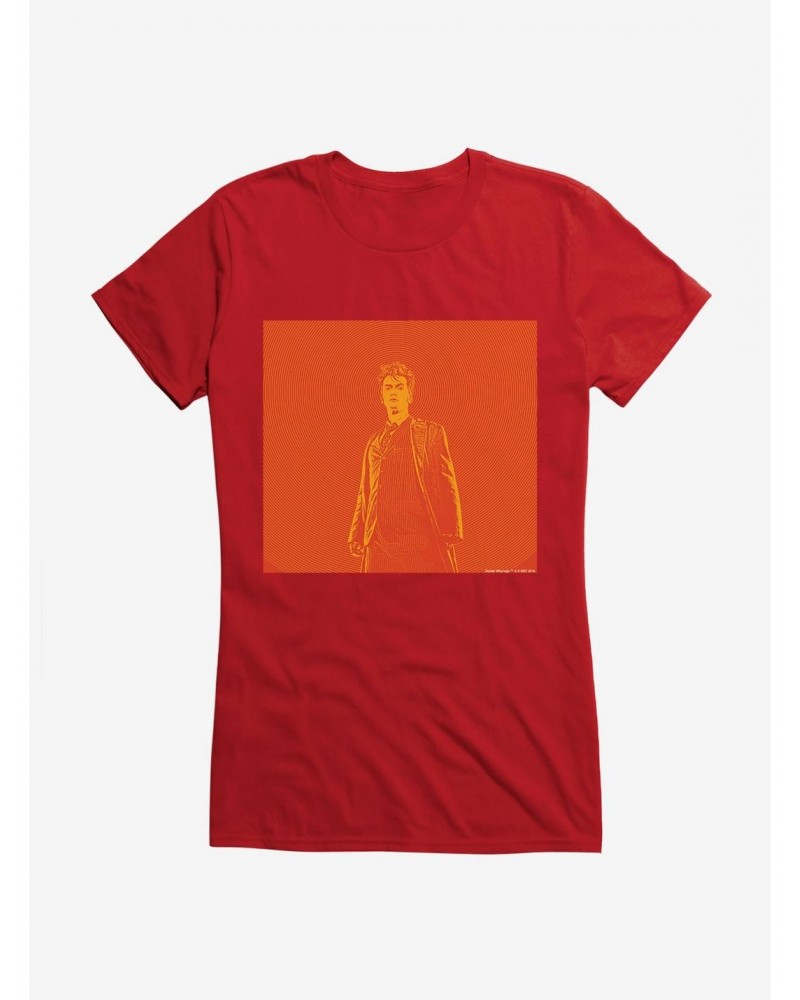 Doctor Who The Tenth Doctor Orange Outline Girls T-Shirt $7.97 T-Shirts