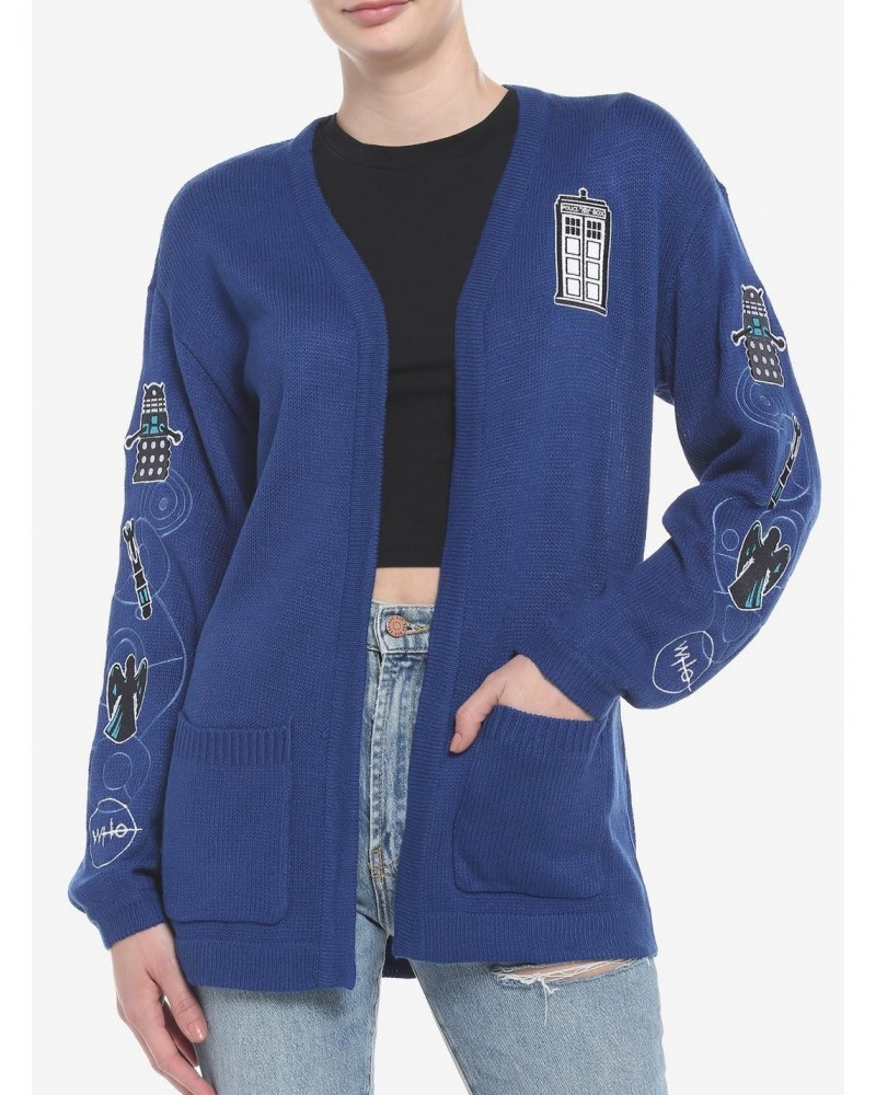 Her Universe Doctor Who Icon Embroidered Girls Open Cardigan $20.31 Cardigans