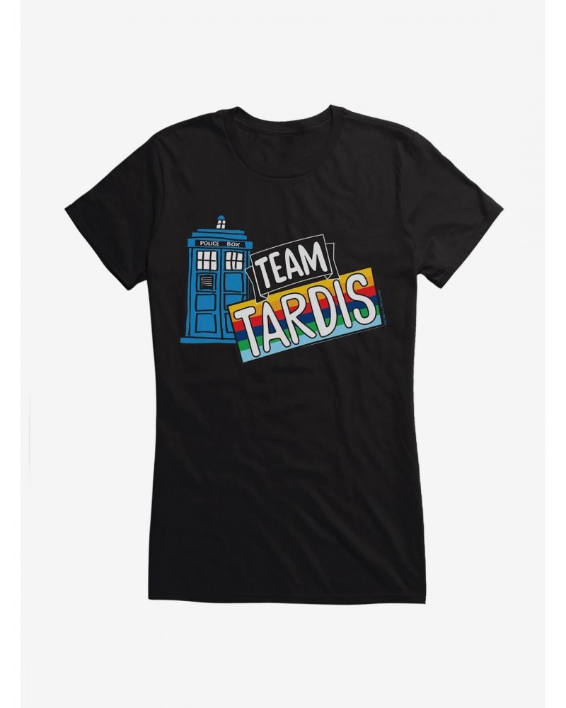 Doctor Who TARDIS Team Rainbow Banner Girls T-Shirt $7.72 T-Shirts