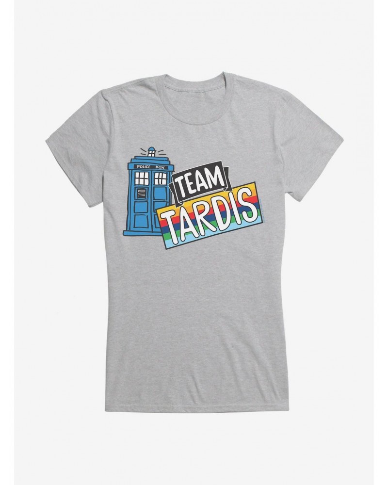 Doctor Who TARDIS Team Rainbow Banner Girls T-Shirt $7.72 T-Shirts