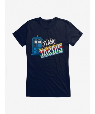 Doctor Who TARDIS Team Rainbow Banner Girls T-Shirt $7.72 T-Shirts