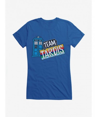 Doctor Who TARDIS Team Rainbow Banner Girls T-Shirt $7.72 T-Shirts