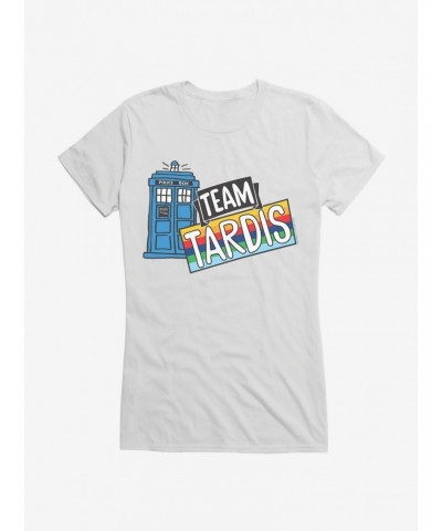 Doctor Who TARDIS Team Rainbow Banner Girls T-Shirt $7.72 T-Shirts