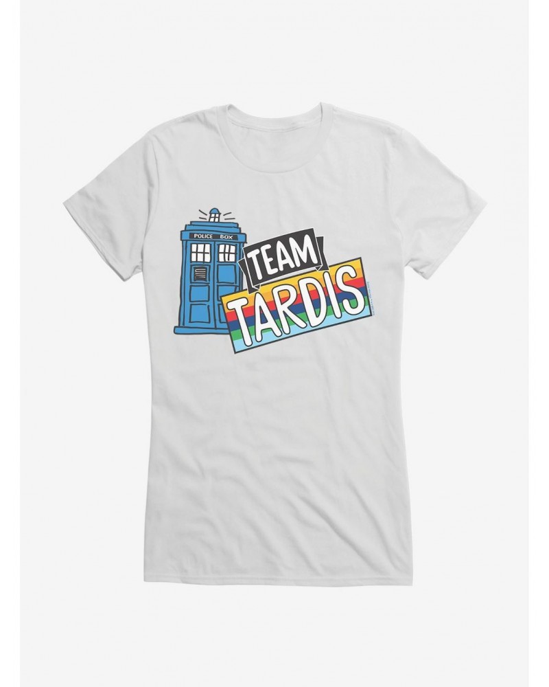 Doctor Who TARDIS Team Rainbow Banner Girls T-Shirt $7.72 T-Shirts